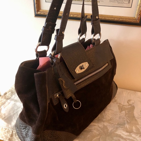 Suarez New York Suede and Leather Satchel - Picture 3 of 12